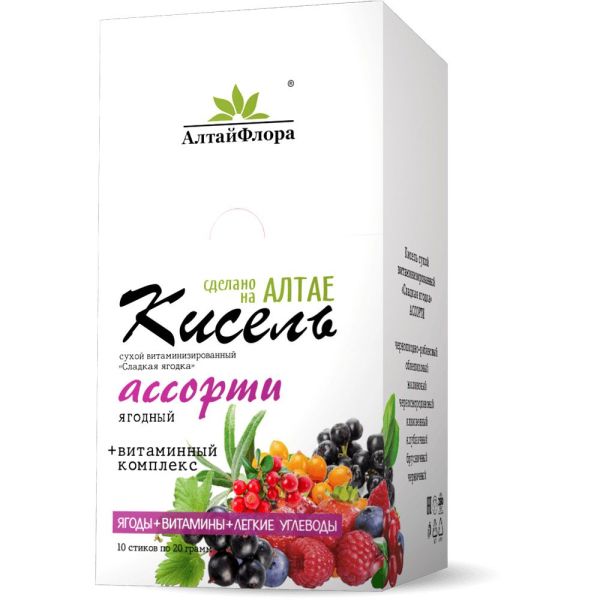 Изображение товара Кисель сладкая ягодка ассорти Алтайфлора стик 20г №10 Кисель сладкая ягодка ассорти Алтайфлора стик 20г №10 фотография